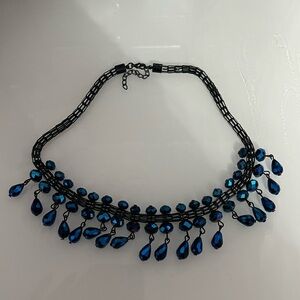 Black And  Blue Teardrop Necklace
